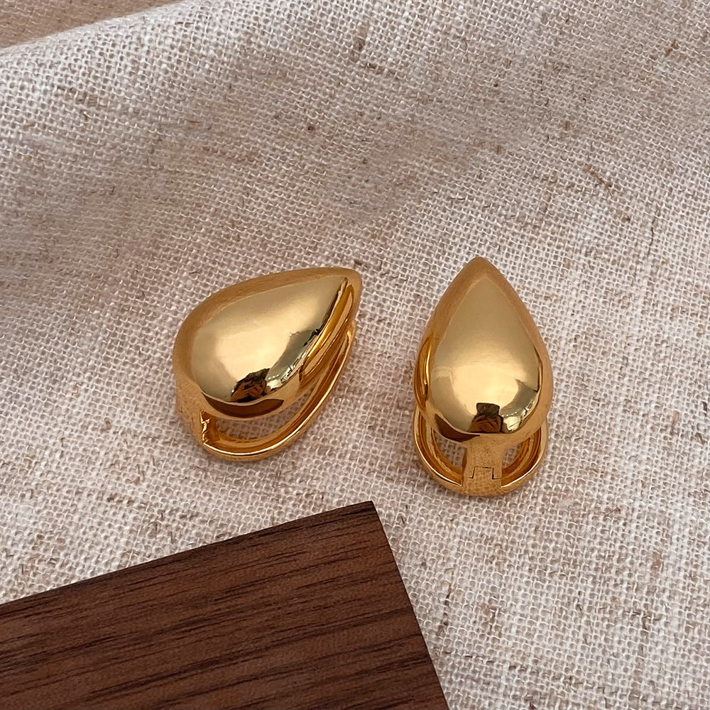 Brushed Metal Stud Earrings Vintage Simple Ear Clip - FASHIONKULTUR