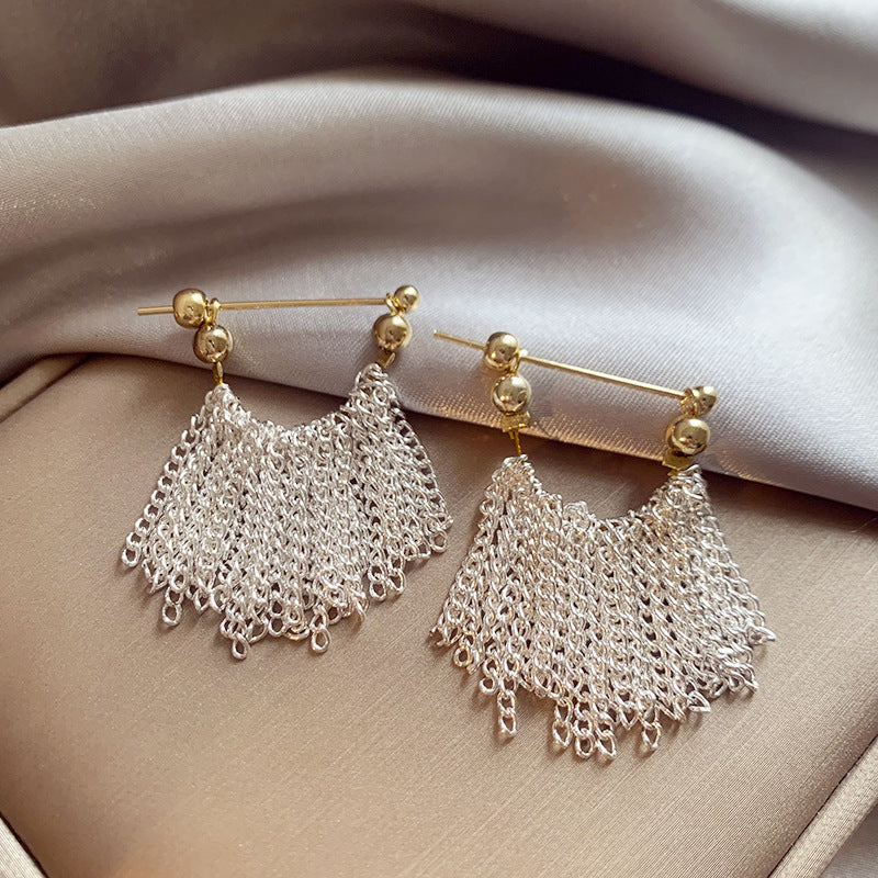 Alloy Electroplated Women's Silver Needle Long Fringe Earrings Earrings - FASHIONKULTUR