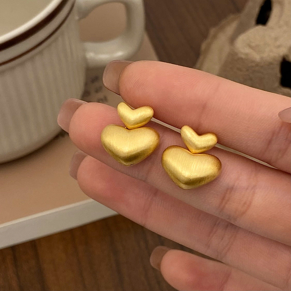 Brushed Metal Stud Earrings Vintage Simple Ear Clip - FASHIONKULTUR
