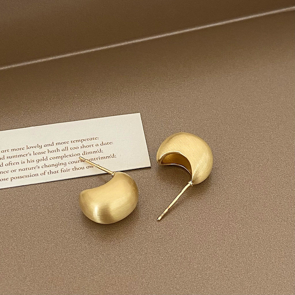 Brushed Metal Stud Earrings Vintage Simple Ear Clip - FASHIONKULTUR