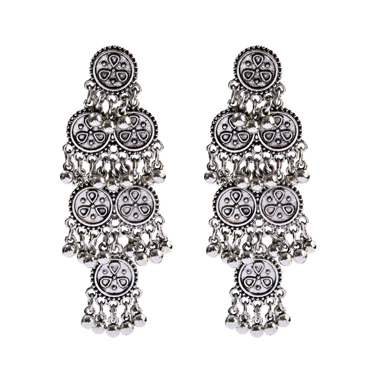 European And American Exaggerated Indian Style Earrings Long Bell Tassel Earrings Nepal - FASHIONKULTUR
