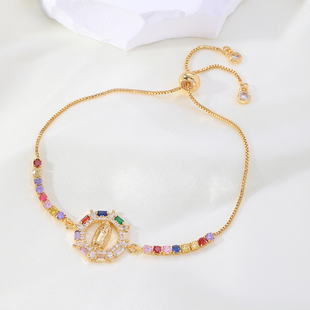 Copper Micro Inlay Color Zirconium Geometric Bracelet - FASHIONKULTUR