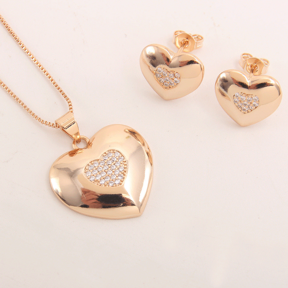 Heart-shaped Zircon Women's Necklace Suit - FASHIONKULTUR