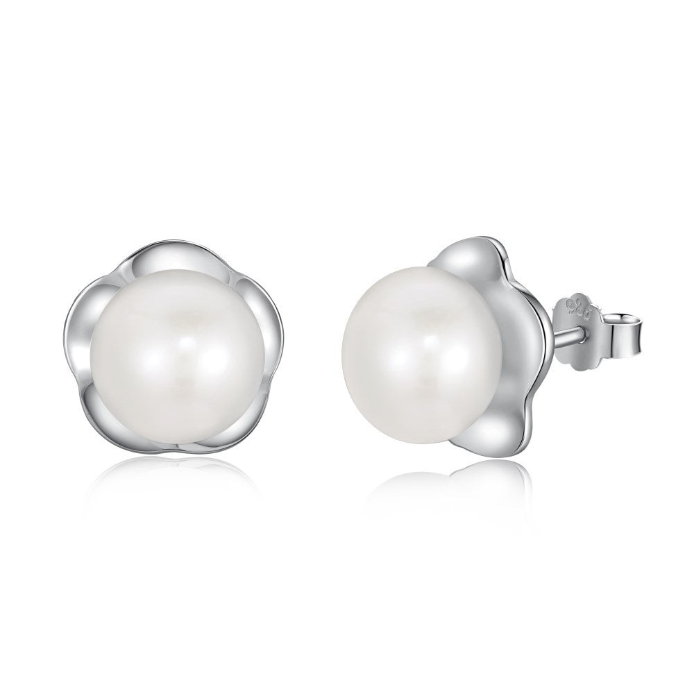 Sterling Silver Freshwater Pearl Ear Studs Niche - FASHIONKULTUR