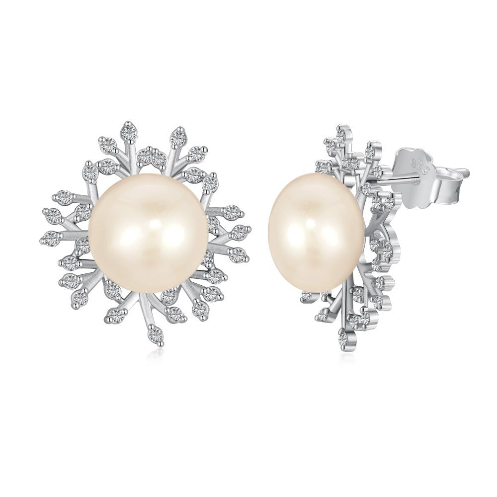 Sterling Silver Freshwater Pearl Ear Studs Niche - FASHIONKULTUR