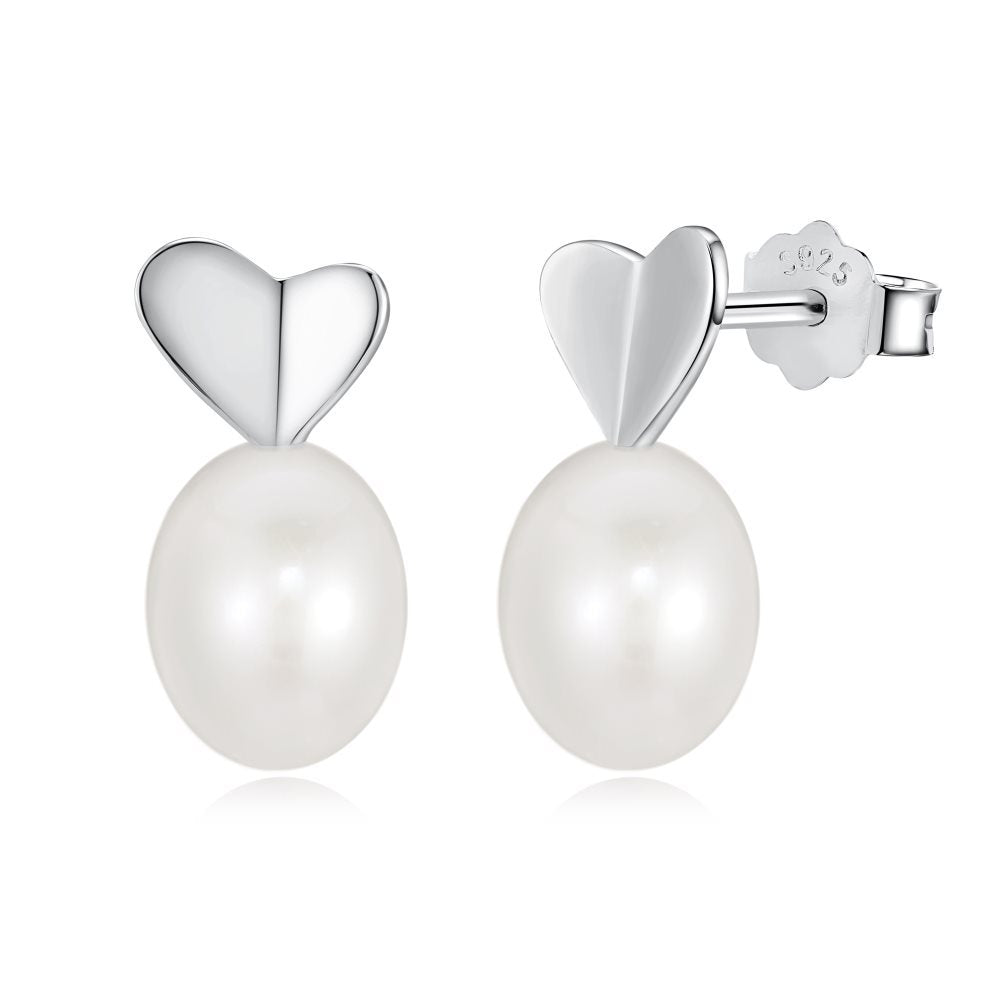 Sterling Silver Freshwater Pearl Ear Studs Niche - FASHIONKULTUR