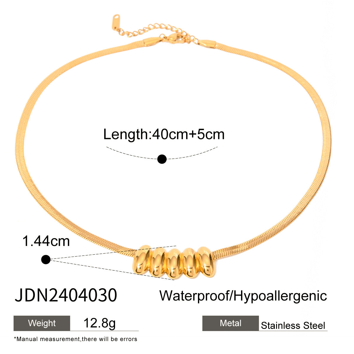 18K Gold Stainless Steel Glossy Small Waist Oval Necklace - FASHIONKULTUR