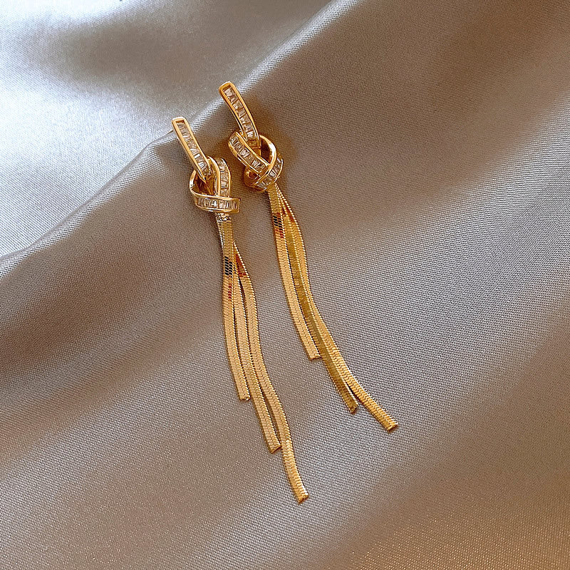 Alloy Electroplated Women's Silver Needle Long Fringe Earrings Earrings - FASHIONKULTUR