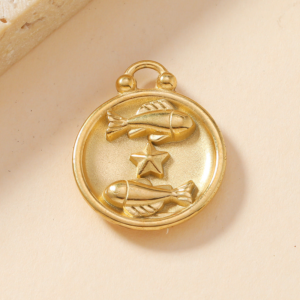 Single Pendant Twelve Constellation Casting DIY Accessories - FASHIONKULTUR