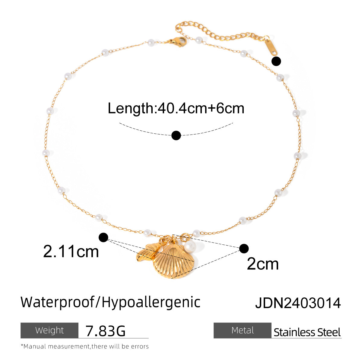 Fashion Jewelry 18K Gold Stainless Steel Pearl Chain Summer Holiday Shell Starfish Pendant Bracelet - FASHIONKULTUR