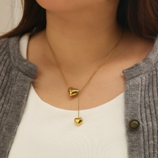 Stainless Steel Necklace Simple Peach Heart Chain - FASHIONKULTUR