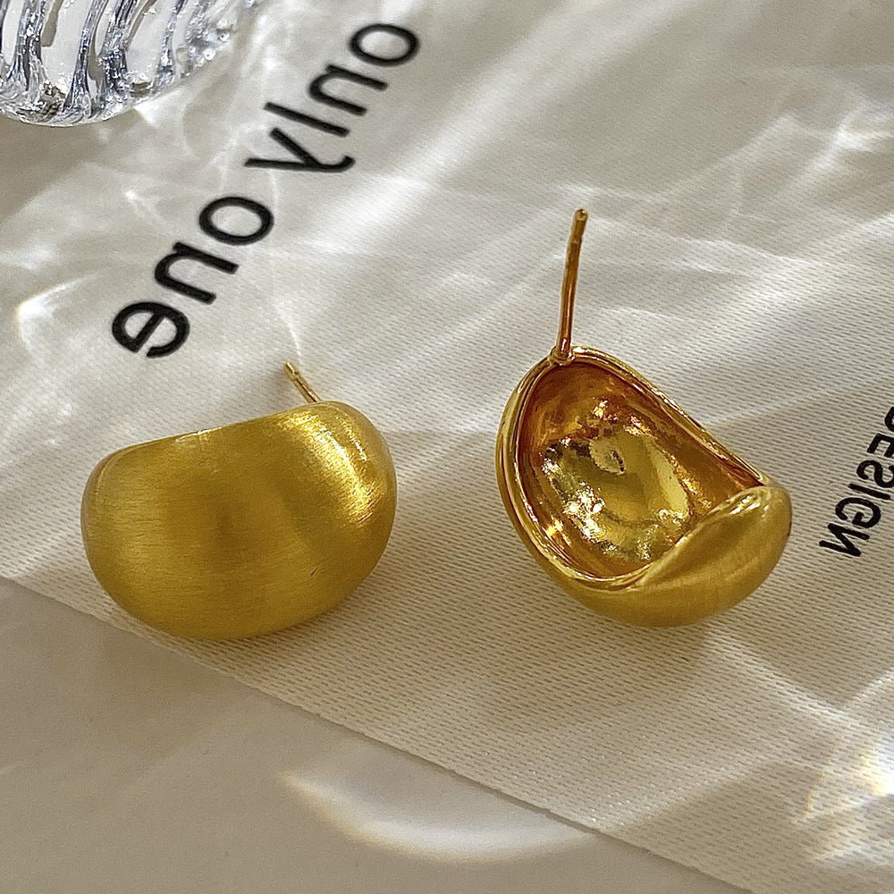 Brushed Metal Stud Earrings Vintage Simple Ear Clip - FASHIONKULTUR