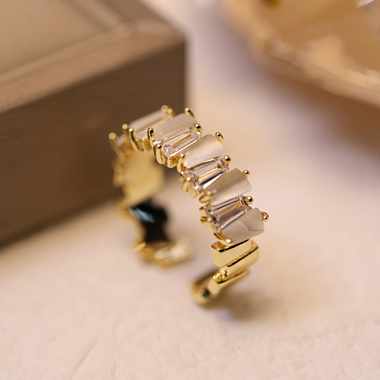 Real Gold Plating Small Diamond Opal Ring For Women - FASHIONKULTUR