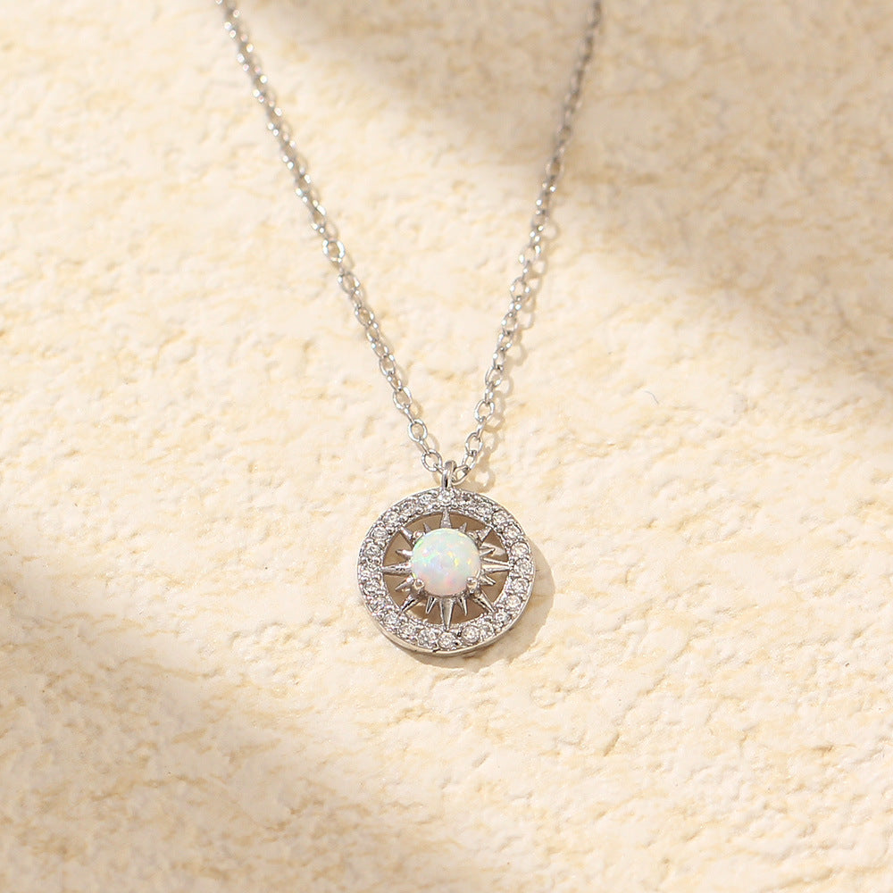 Fashion Jewelry Niche Moon And Sun Necklace Silver Opal Celtic Moon Necklace Sun Necklace Asterism Diamond - FASHIONKULTUR