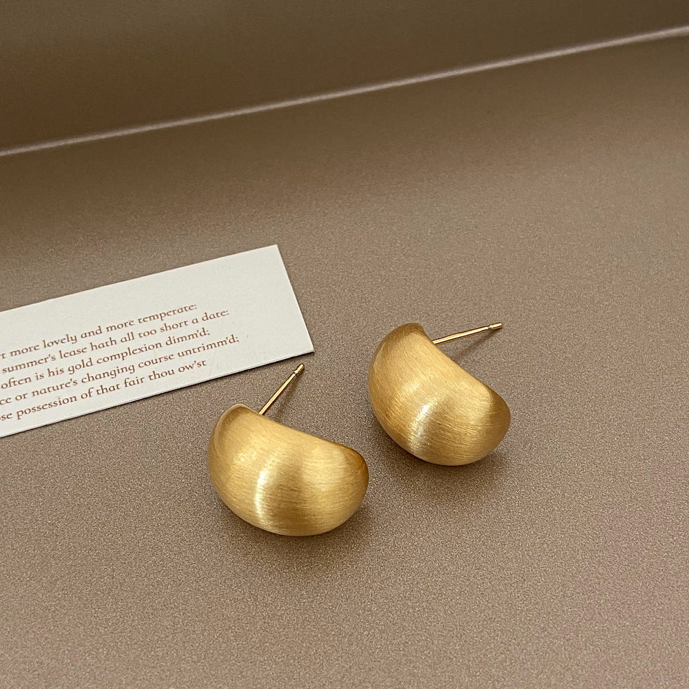 Brushed Metal Stud Earrings Vintage Simple Ear Clip - FASHIONKULTUR