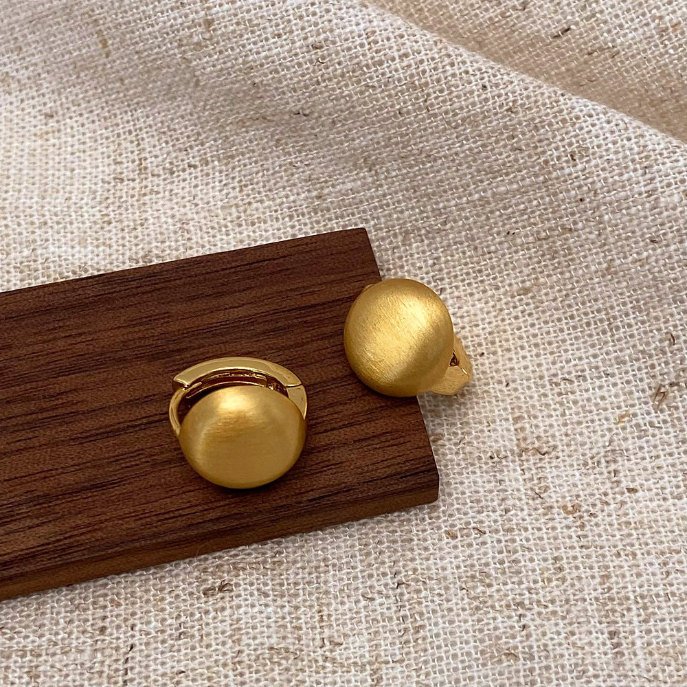 Brushed Metal Stud Earrings Vintage Simple Ear Clip - FASHIONKULTUR
