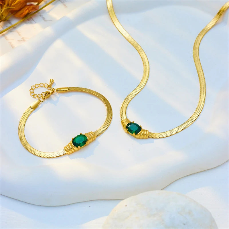 Emerald Titanium Steel Blade Necklace For Women - FASHIONKULTUR