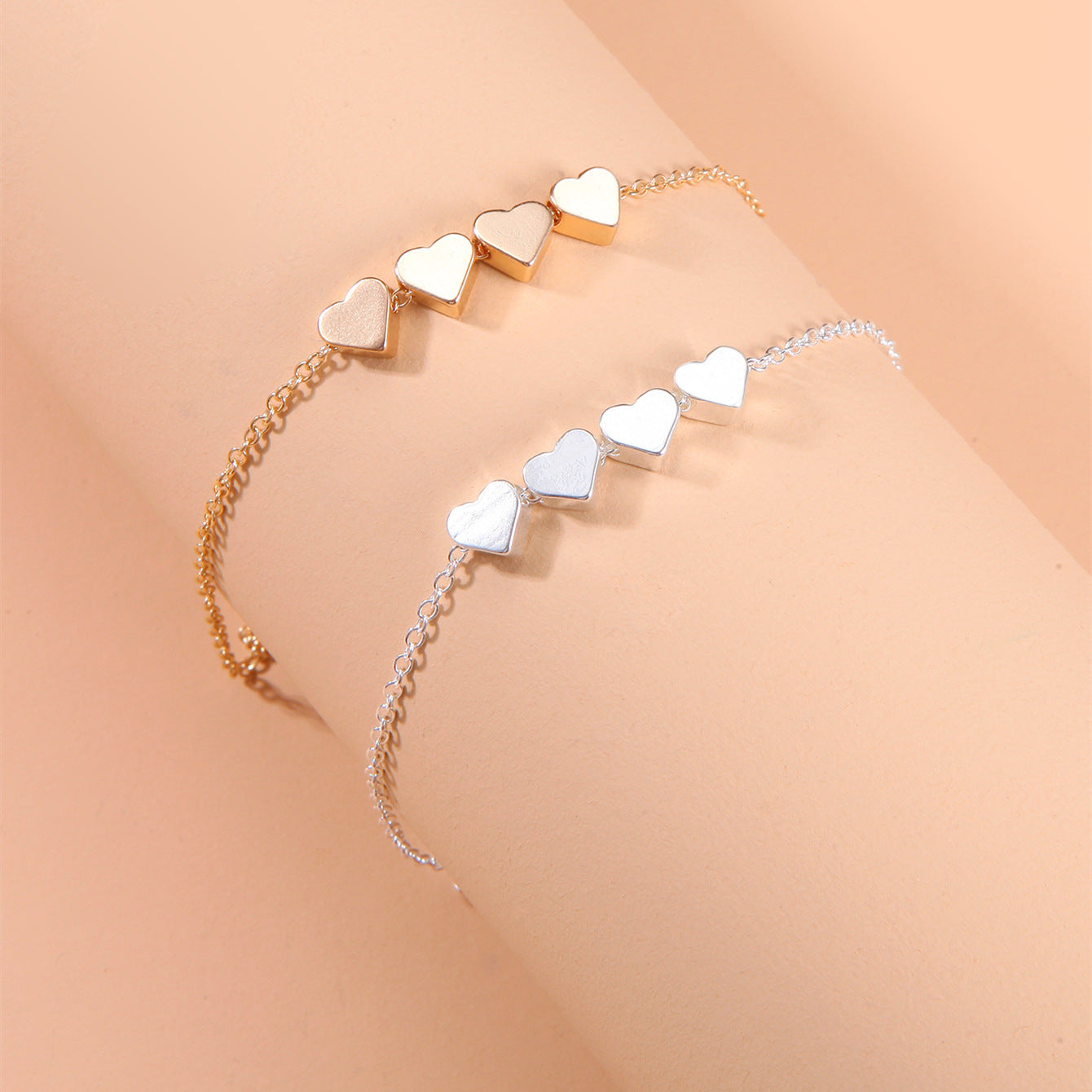 Fashion Jewelry Exquisite New Korean Fashion Temperament Simple Thin Chain Heart Bracelet For Women Girls Birthday Party Jewelry Gift - FASHIONKULTUR