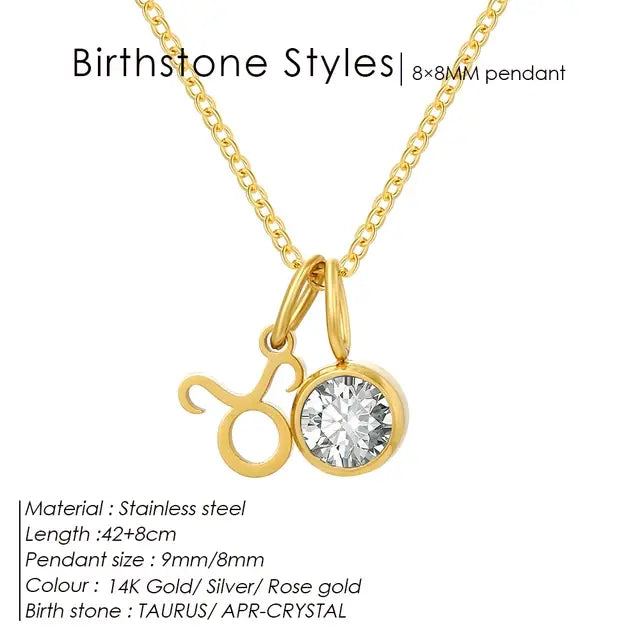 Birthstone Constellation Double Pendant Necklace - FASHIONKULTUR