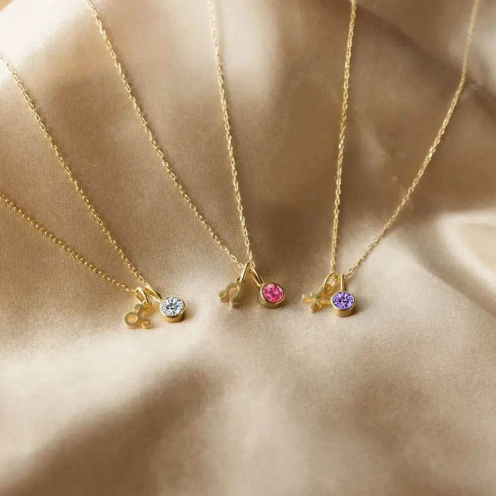 Birthstone Constellation Double Pendant Necklace - FASHIONKULTUR