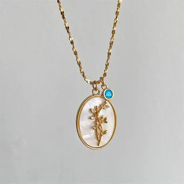 Birthstone Flower Pendant Necklace - FASHIONKULTUR