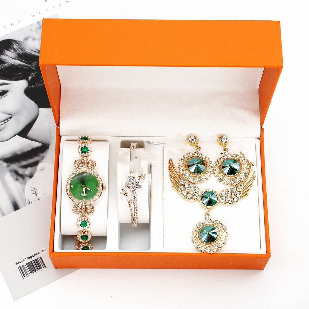 Women's Diamond Crown Watch Bracelet Jewelry Wings Necklace - FASHIONKULTUR