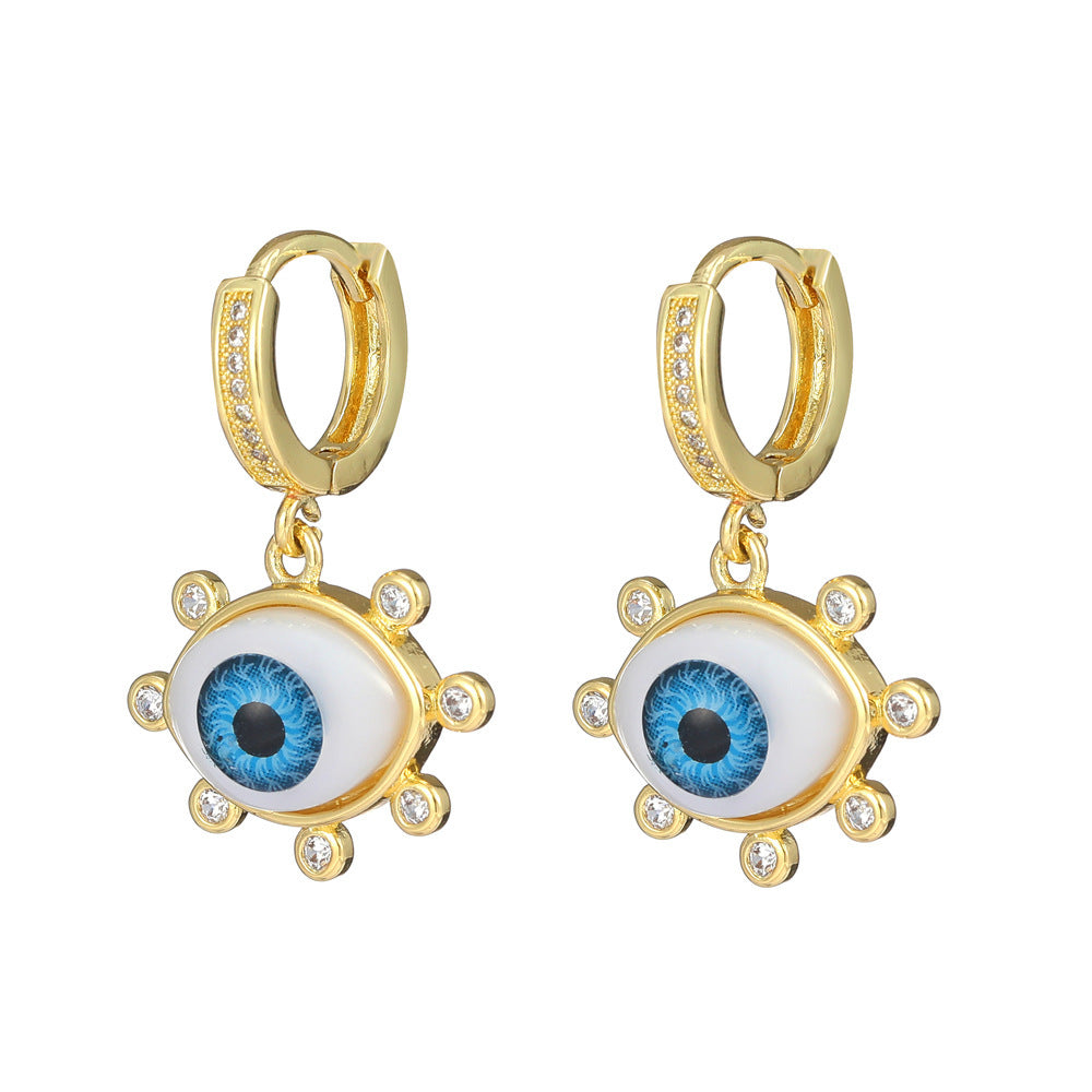 Personalized Blue Eye Color Preserving Bronze Micro Set Earrings - FASHIONKULTUR