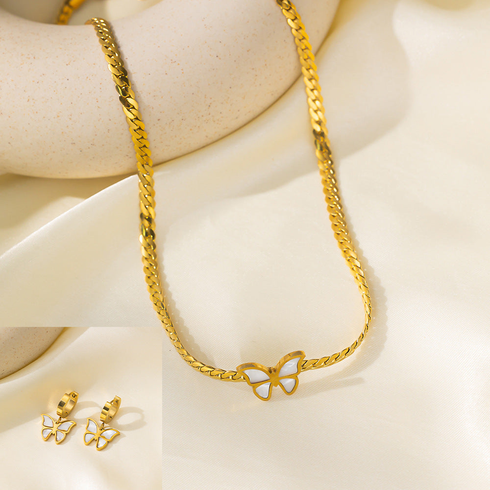 Stainless Steel Necklace Earrings Women's Jewelry Suit - FASHIONKULTUR