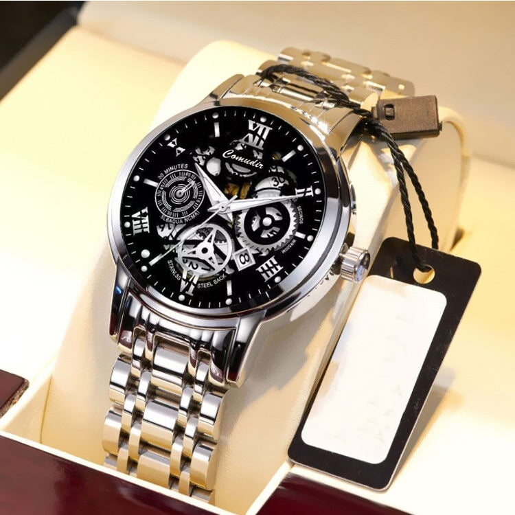 Fashion Jewelry Hollow Men's Watch Men's Waterproof Luminous Calendar - FASHIONKULTUR