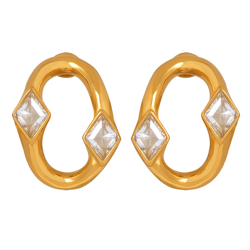 Light Luxury Diamond Zircon Irregular Circles Earrings - FASHIONKULTUR