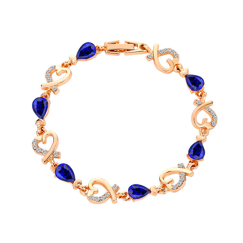 Hollow Love Bracelet With Rhinestones Fashion Temperament Heart-shaped Bracelet For Valentine's Day Gift - FASHIONKULTUR