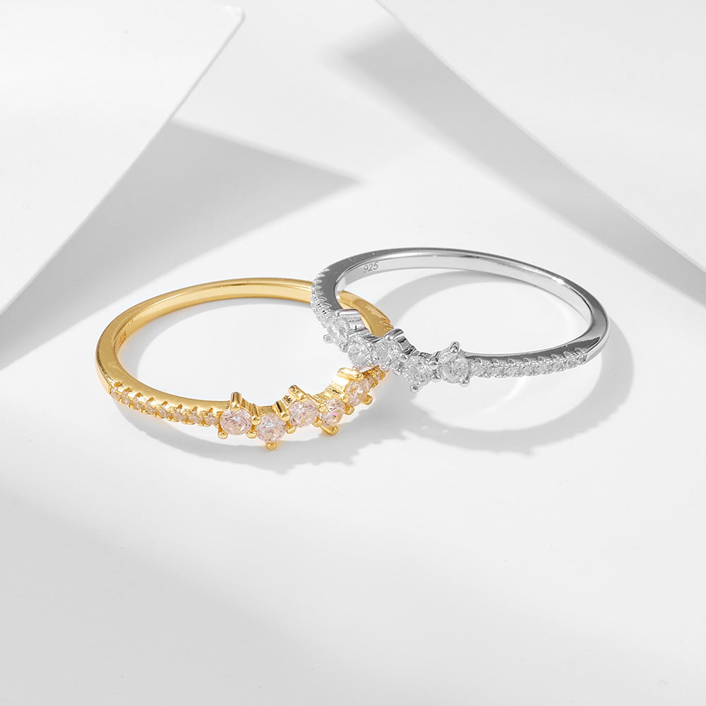 Micro Inlaid Zircon Sterling Silver Ring For Women - FASHIONKULTUR