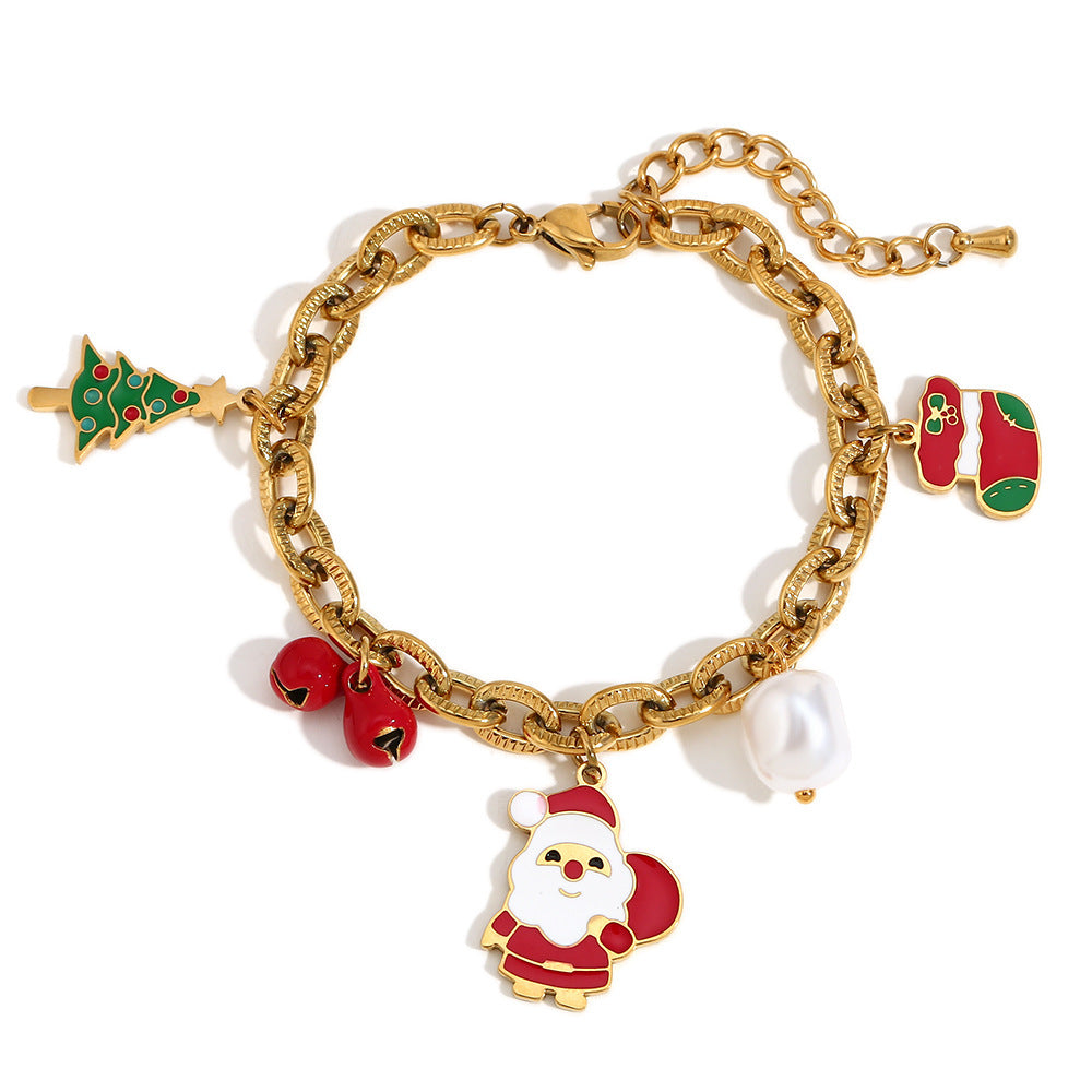 O-shaped Chain Cute Cartoon Santa Claus Socks Bracelet - FASHIONKULTUR
