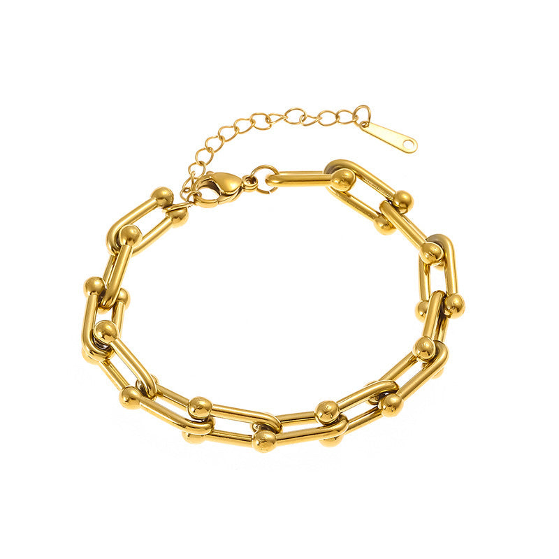 Ornament Hip Hop Trend Design U-shaped Vachette Clasp Necklace Stylish And Unique Bracelet Jewelry Suit - FASHIONKULTUR
