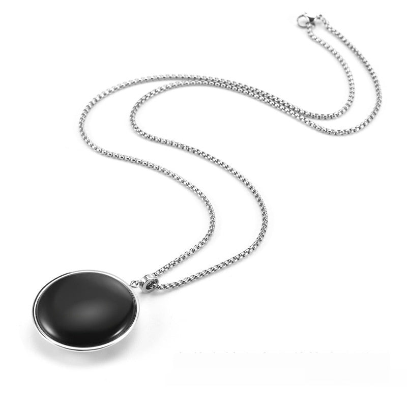 New Chinese Style Silver Round Hollow Crystal Stylish Trendy Titanium Steel Necklace Pendant Female Accessories - FASHIONKULTUR