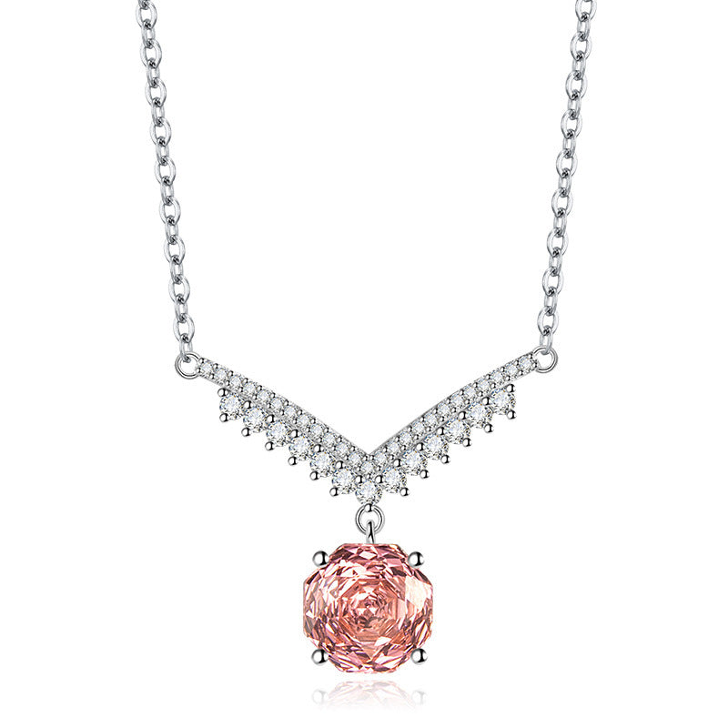 Octagonal Millennium Rose Cut Necklace High Carbon Diamond - FASHIONKULTUR