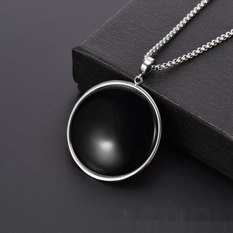 New Chinese Style Silver Round Hollow Crystal Stylish Trendy Titanium Steel Necklace Pendant Female Accessories - FASHIONKULTUR