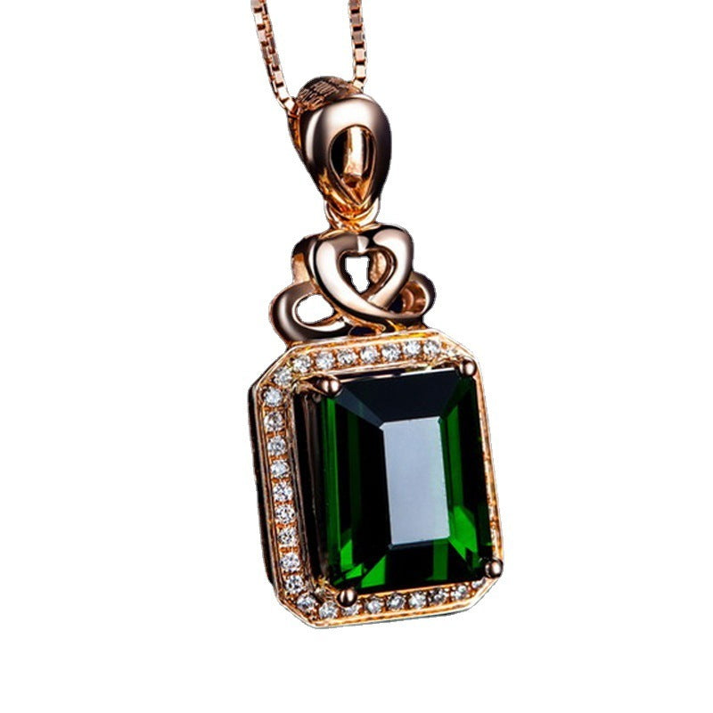 Emerald Pendant Silver Plated 18k Rose Gold - FASHIONKULTUR