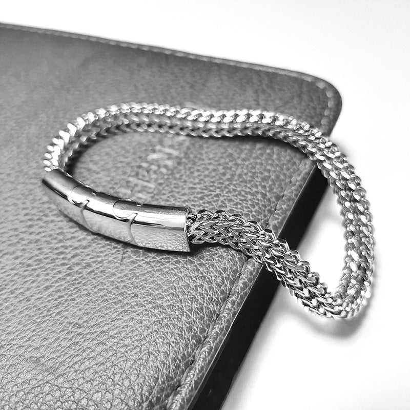 Simple Cuban Stainless Steel Detachable Three-section Magnet Bracelet - FASHIONKULTUR