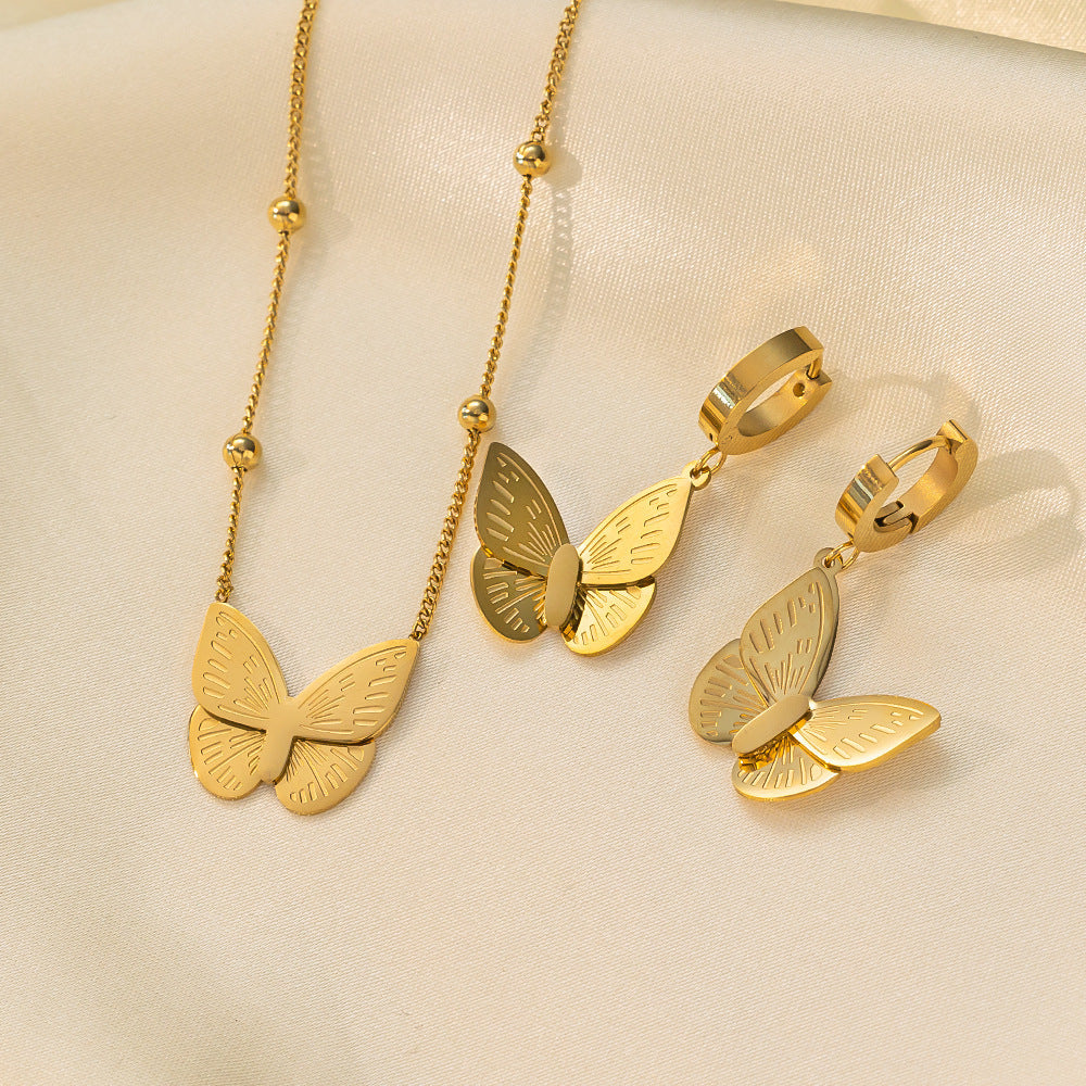Stainless Steel Necklace Earrings Women's Jewelry Suit - FASHIONKULTUR