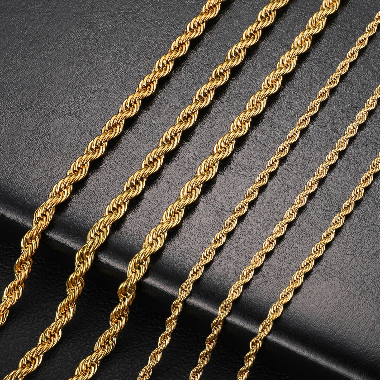 Stainless Steel Hemp Flowers Chain Vacuum Plating Gold Hip-hop Ornament Necklace - FASHIONKULTUR