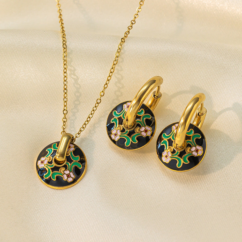 Stainless Steel Necklace Earrings Women's Jewelry Suit - FASHIONKULTUR