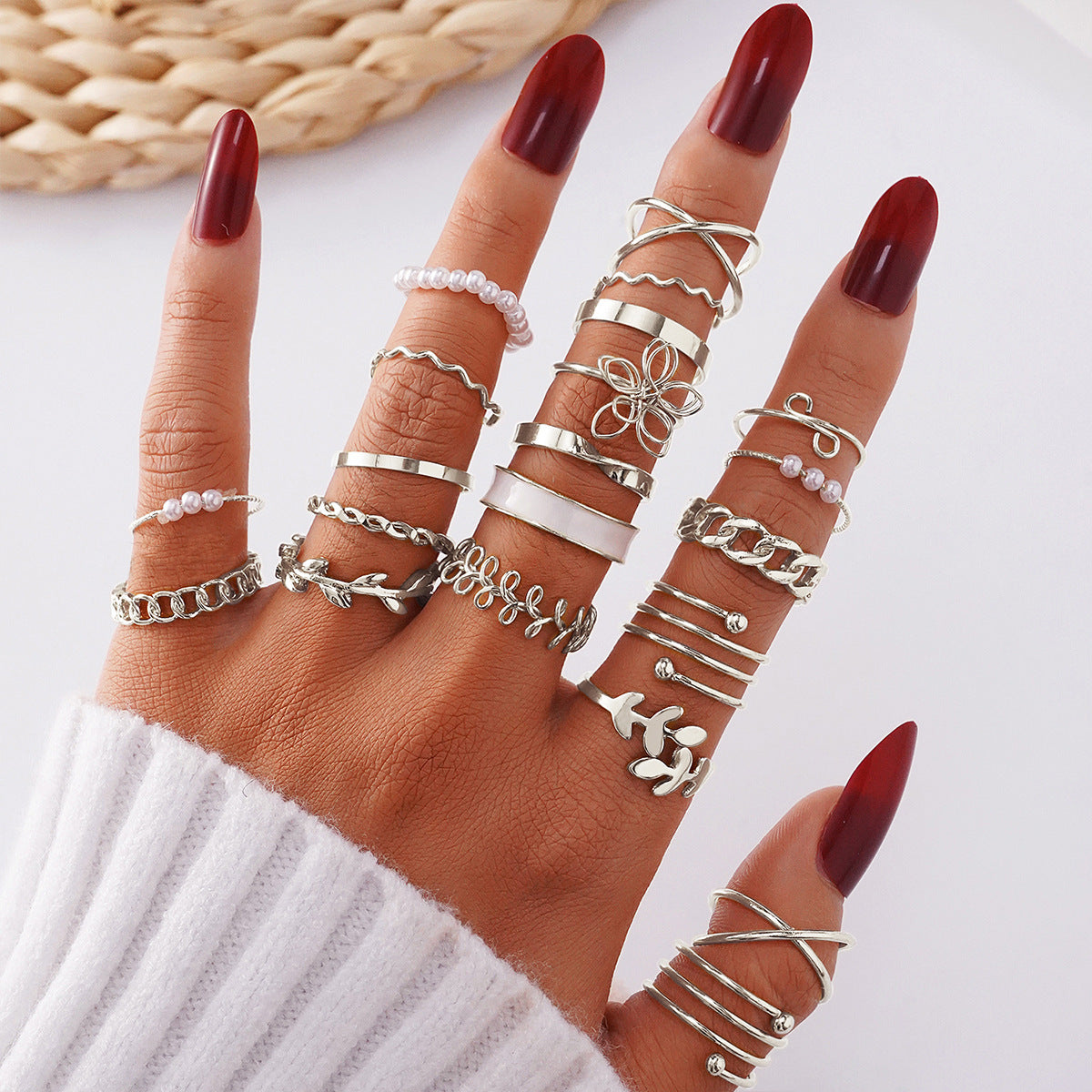 Ring Female Niche Senior Knuckle Ring 23 Pieces Suit - FASHIONKULTUR