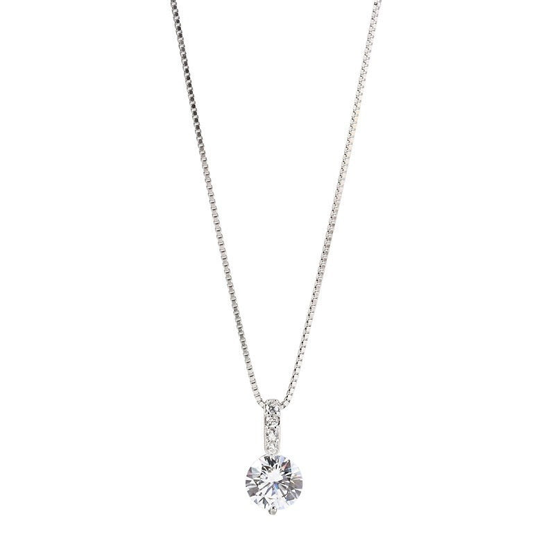 S925 Sterling Silver Solitaire Necklace Female Light Luxury And Simplicity Temperament - FASHIONKULTUR