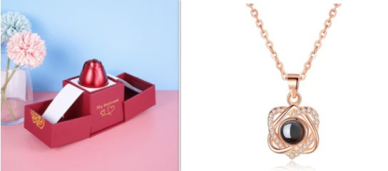 Hot Valentine's Day Gifts Metal Rose Jewelry Gift Box Necklace For Wedding Girlfriend Necklace Gifts - FASHIONKULTUR