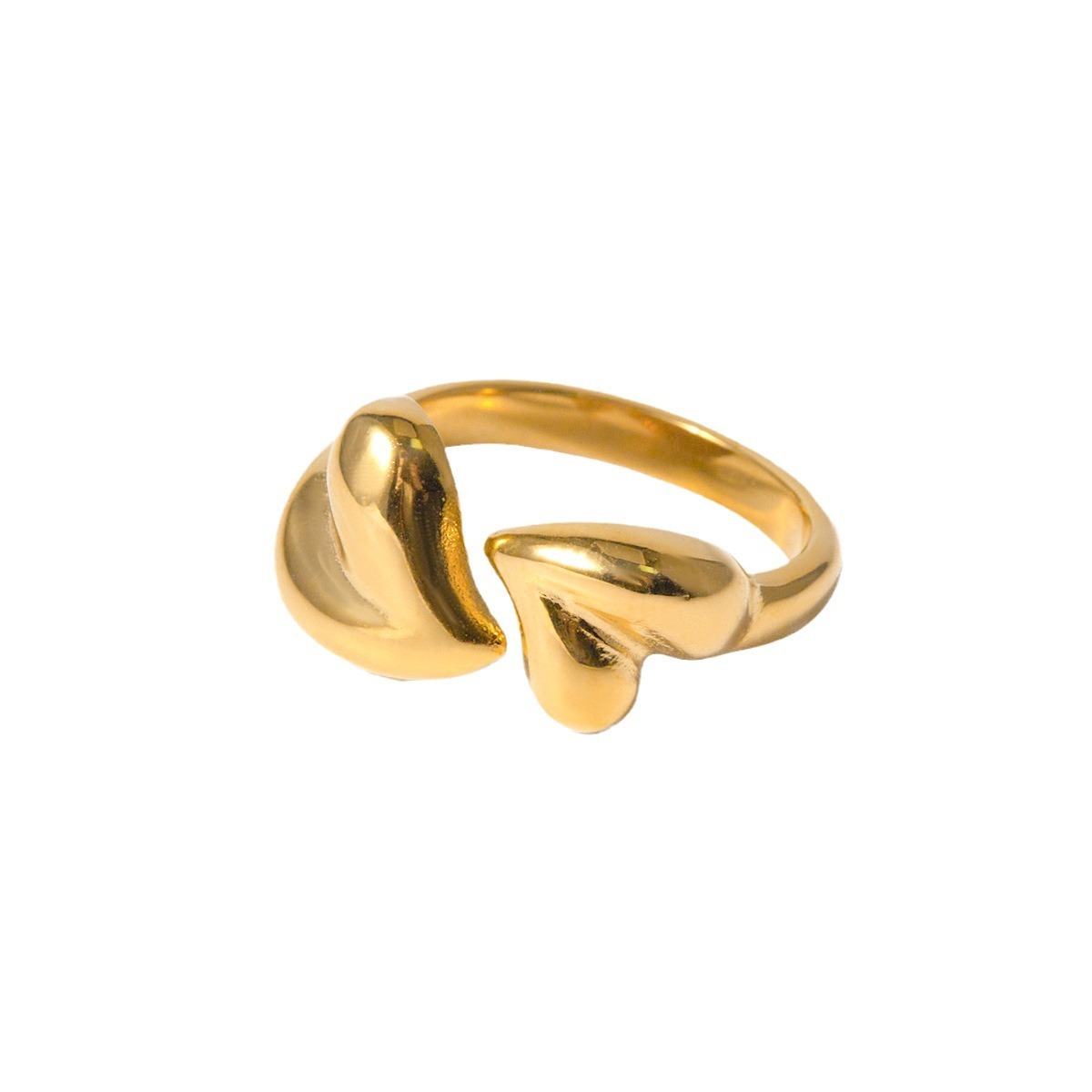 Stainless Steel Ring Women's Gold-plated Non-fading Love Heart-shaped Ring - FASHIONKULTUR