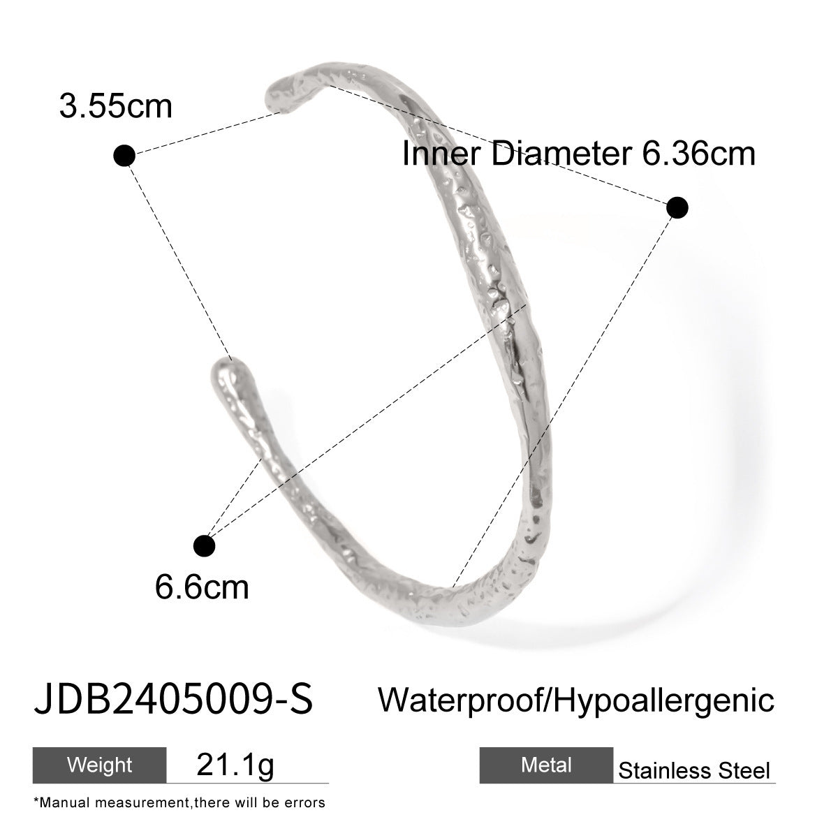 Stainless Steel Irregular Texture Spherical Open-ended Bracelet - FASHIONKULTUR