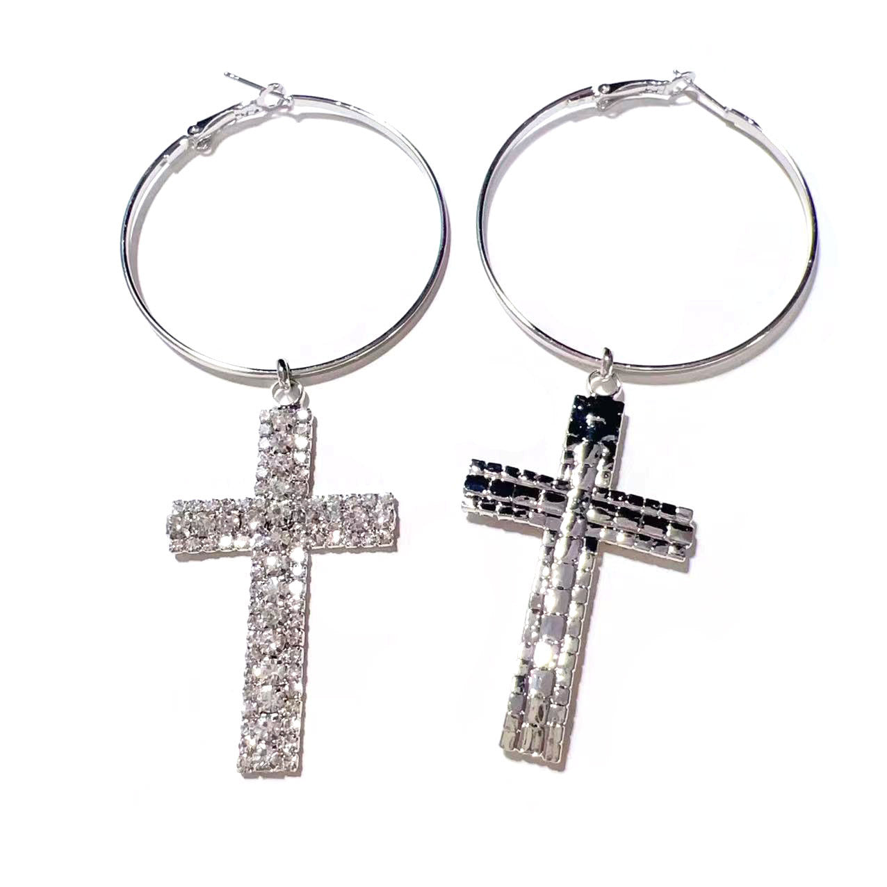 Ring Alloy Diamond Cross Eardrops Female Exaggerated Earrings - FASHIONKULTUR