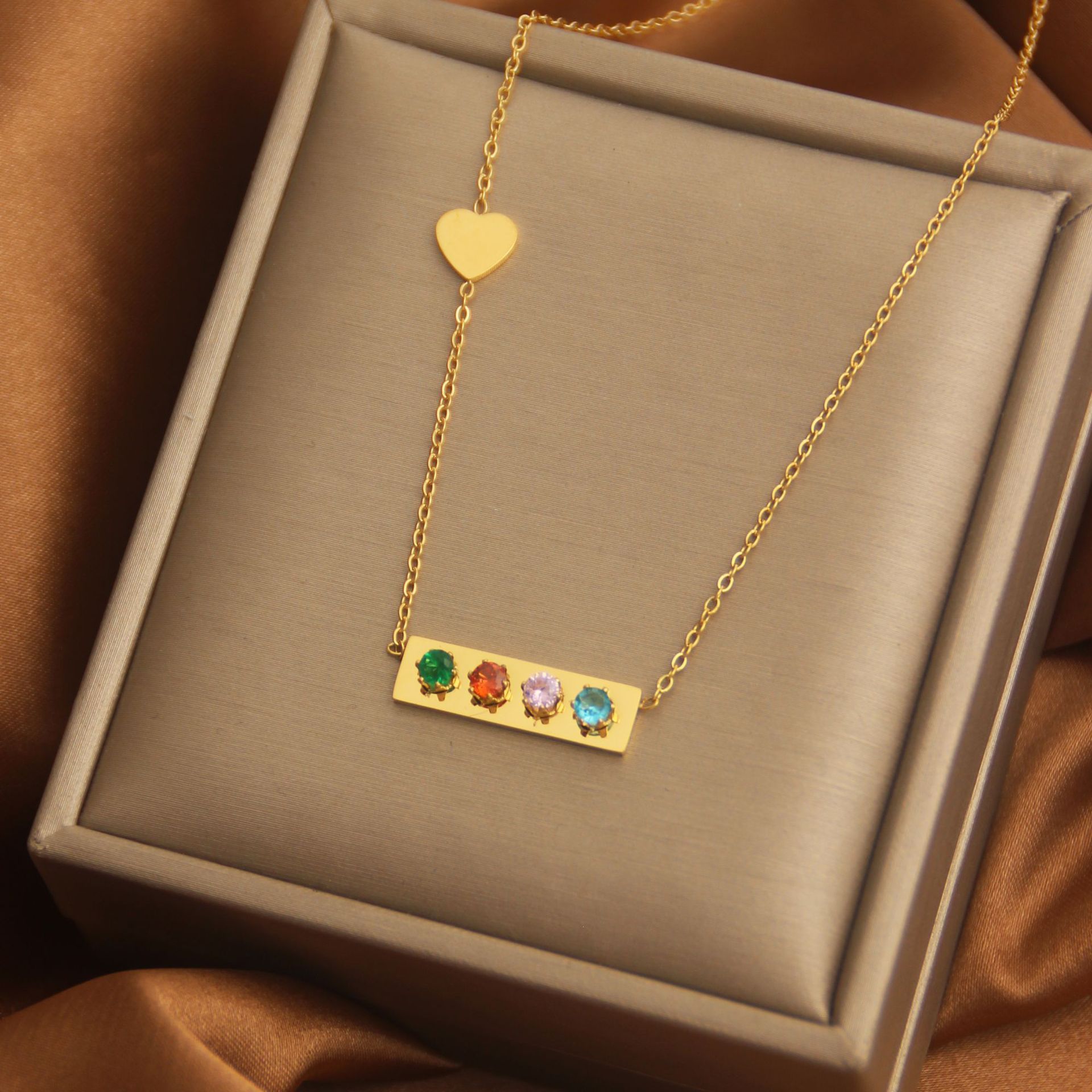 Titanium Steel Necklace Female 18K Color Zircon - FASHIONKULTUR