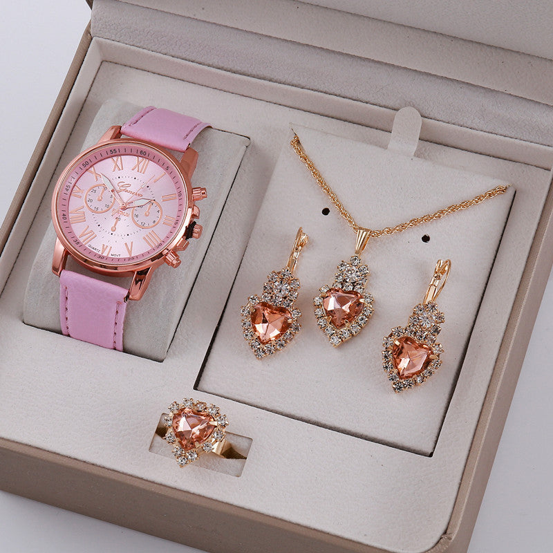 Ladies Graduated Belt Watch Jewelry Set - FASHIONKULTUR